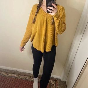 Mustard Waffle Knit Top